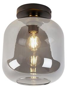 Designerska lampa sufitowa czarna i złota z dymionym szkłem - Zuzanna