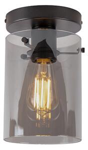 Designerska lampa sufitowa czarna z dymionym szkłem - Dome