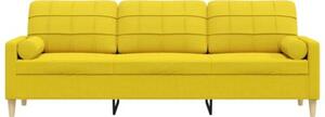 Sofa 3-osobowa z poduszkami, jasnoÅ¼Ã³Åta, 210 cm, obita tkaninÄ
