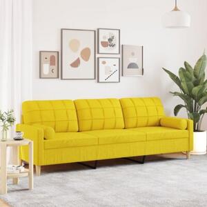 Sofa 3-osobowa z poduszkami, jasnoÅ¼Ã³Åta, 210 cm, obita tkaninÄ