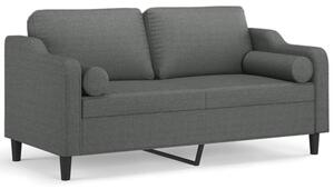 Sofa 2-osobowa z poduszkami, ciemnoszara, 140 cm, tkanina