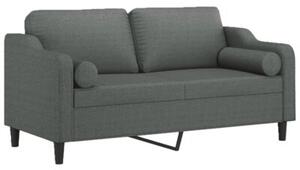 Sofa 2-osobowa z poduszkami, ciemnoszara, 140 cm, tkanina