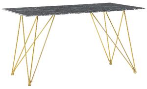Stół glam do jadalni 140 x 80 cm efekt marmuru czarny szklany blat złote nogi Kenton Beliani
