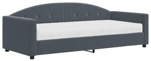 Sofa z materacem do spania, ciemnoszara, 90x200 cm, aksamit