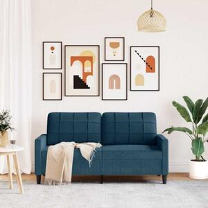 Sofa 2-osobowa, niebieski, 140 cm, tapicerowana aksamitem