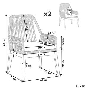 Zestaw 2 krzeseł ogrodowych wiklina materiał syntetyczny stalowa rama beżowy Olbia Beliani
