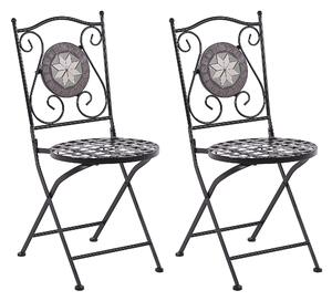 Metalowy zestaw 2 krzeseł balkonowych składane styl vintage czarne Coriati Beliani