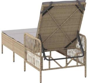 Leżak 1-osoba beżowy i jasnoszary 55 x 200 x 92 cm polirattan