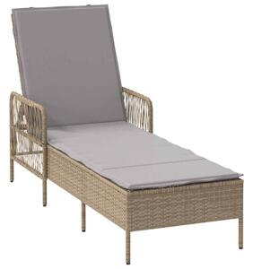 Leżak 1-osoba beżowy i jasnoszary 55 x 200 x 92 cm polirattan