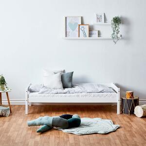 Białe łóżko dziecięce z drewna sosnowego 70x160 cm z materacem