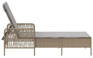 Leżak 1-osoba beżowy i jasnoszary 55 x 200 x 92 cm polirattan