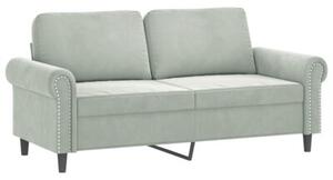 Sofa 2-osobowa z poduszkami, jasnoszara, 140 cm, aksamit