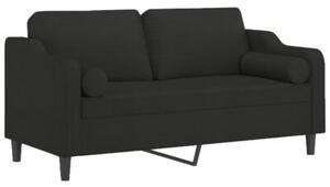Sofa 2-osobowa z poduszkami, czarna, 140 cm, tkanina