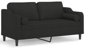 Sofa 2-osobowa z poduszkami, czarna, 140 cm, tkanina