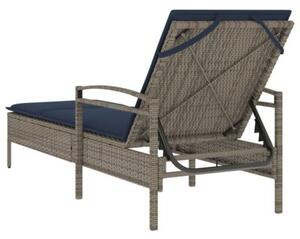 Leżak z poduszką szary 63x200x81 cm polirattan (tylko usa)
