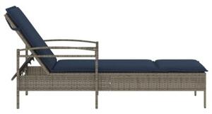 Leżak z poduszką szary 63x200x81 cm polirattan (tylko usa)