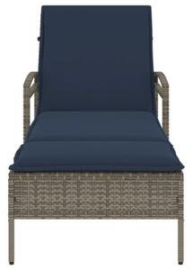 Leżak z poduszką szary 63x200x81 cm polirattan (tylko usa)