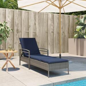 Leżak z poduszką szary 63x200x81 cm polirattan (tylko usa)