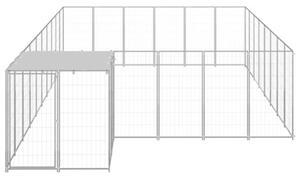 Kojec dla psa, srebrny, 15,73 m², stalowy