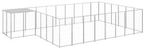 Kojec dla psa, srebrny, 15,73 m², stalowy