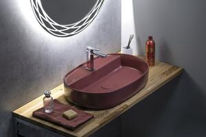 Isvea Infinity Oval umywalka 60x40 cm nablatowa owalna maroon red mat 10NF65060-2R