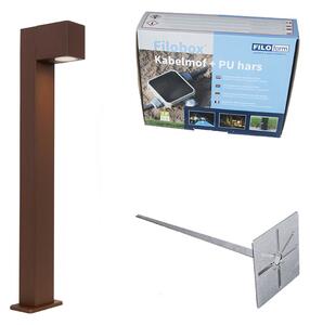 Lampa zewnętrzna rdzawobrązowa z kolcem do ziemi i dławikiem kablowym 65 cm IP44 - Baleno