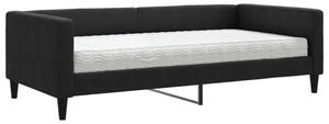 Sofa z materacem do spania, czarna, 100x200 cm, tkanina
