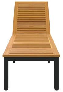 Leżak czarny 200 x 55 x 35 cm lite drewno akacji