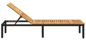 Leżak czarny 200 x 55 x 35 cm lite drewno akacji