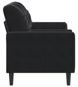 Sofa 2-osobowa z poduszkami, czarna, 140 cm, aksamit