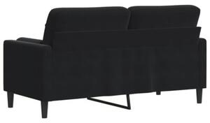 Sofa 2-osobowa z poduszkami, czarna, 140 cm, aksamit