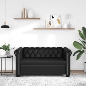 Sofa 2-osobowa w stylu chesterfield, sztuczna skÃ³ra, czarna
