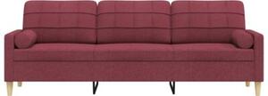 Sofa 3-osobowa z poduszkami, winna czerwieÅ, 210 cm, tkanina