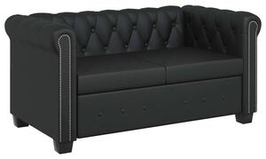 Sofa 2-osobowa w stylu chesterfield, sztuczna skÃ³ra, czarna