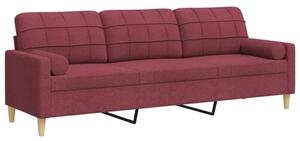 Sofa 3-osobowa z poduszkami, winna czerwieÅ, 210 cm, tkanina