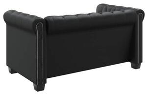 Sofa 2-osobowa w stylu chesterfield, sztuczna skÃ³ra, czarna
