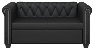 Zestaw sof typu chesterfield: 2- i 3-osobowa, eko-skÃ³ra, czarne