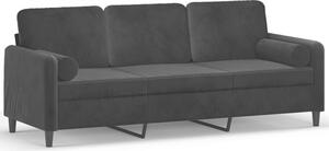 Sofa 3-osobowa z poduszkami, czarna, 180 cm, aksamit