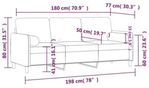 Sofa 3-osobowa z poduszkami, jasnoszara, 180 cm, aksamit