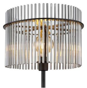 Lampa podłogowa Globo GORLEY 15698S czarny mat, szkło przydymione, E27, wys. 152 cm, włącznik nożny