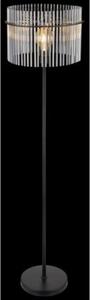 Lampa podłogowa Globo GORLEY 15698S czarny mat, szkło przydymione, E27, wys. 152 cm, włącznik nożny