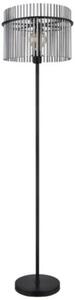 Lampa podłogowa Globo GORLEY 15698S czarny mat, szkło przydymione, E27, wys. 152 cm, włącznik nożny