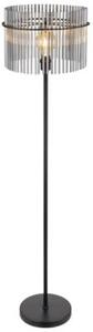 Lampa podłogowa Globo GORLEY 15698S czarny mat, szkło przydymione, E27, wys. 152 cm, włącznik nożny