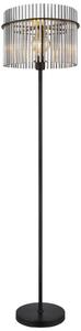 Lampa podłogowa Globo GORLEY 15698S czarny mat, szkło przydymione, E27, wys. 152 cm, włącznik nożny