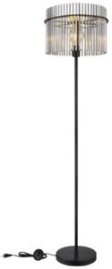 Lampa podłogowa Globo GORLEY 15698S czarny mat, szkło przydymione, E27, wys. 152 cm, włącznik nożny