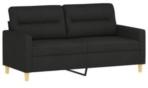 Sofa 2-osobowa z poduszkami, czarna, 140 cm, tkanina