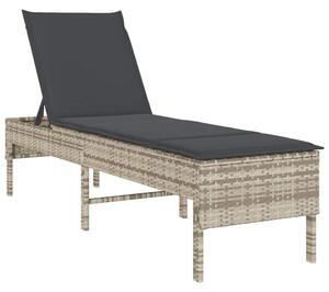 Leżak z poduszką jasnoszary 55x200x44cm polirattan