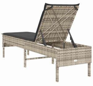 Leżak z poduszką jasnoszary 55x200x44cm polirattan
