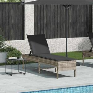 Leżak z poduszką jasnoszary 55x200x44cm polirattan