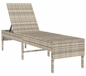 Leżak z poduszką jasnoszary 55x200x44cm polirattan